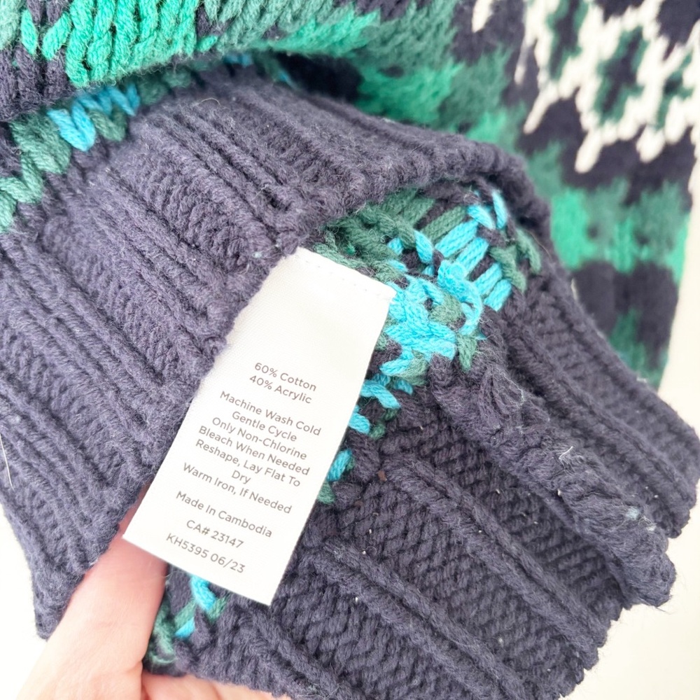 Talbots Women's Navy and Green Patterned Sweater sz. S - Picture 5 of 5